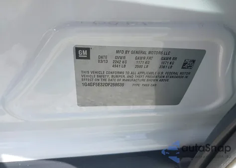 2013 Buick Lacrosse Premium 1 Group from USA, damaged, VIN 1G4GF5E32DF268639